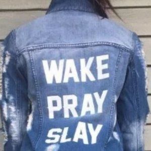 WAKE/PRAY/SLAY Jean Jacket